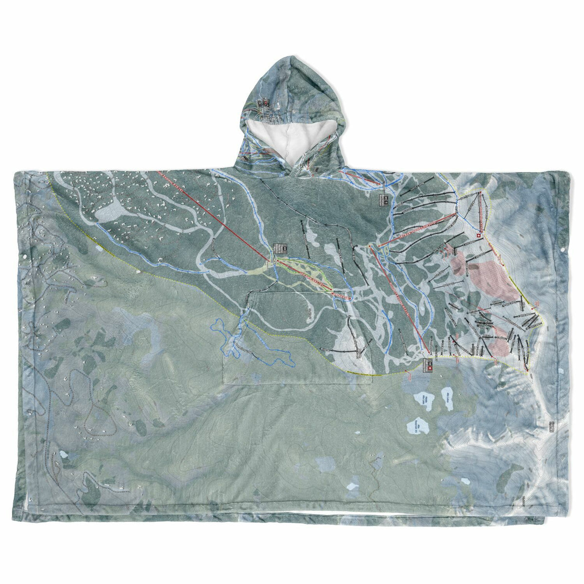 Telluride, Colorado Ski Resort Map Flannel Blanket Poncho