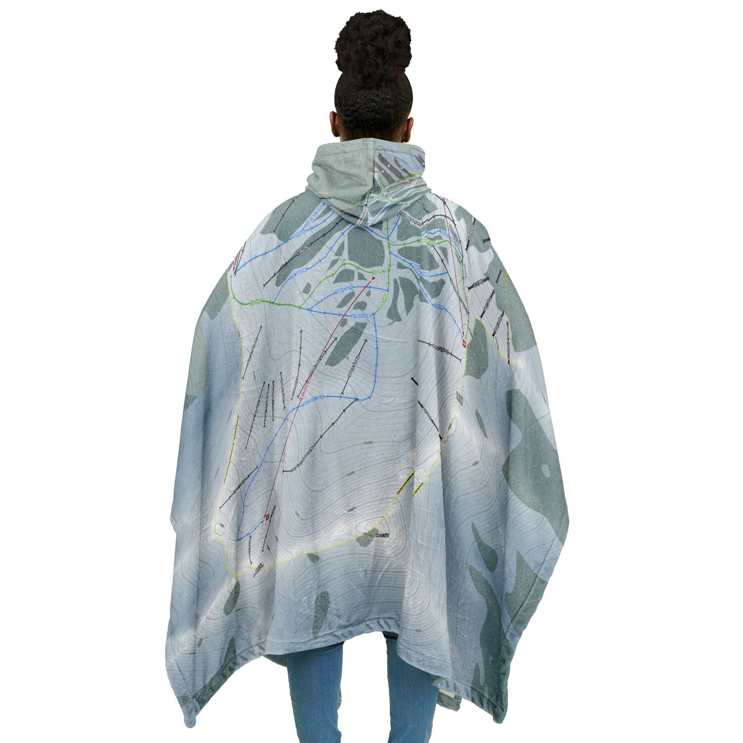 Marmot Basin, Alberta Ski Resort Map Flannel Blanket Poncho
