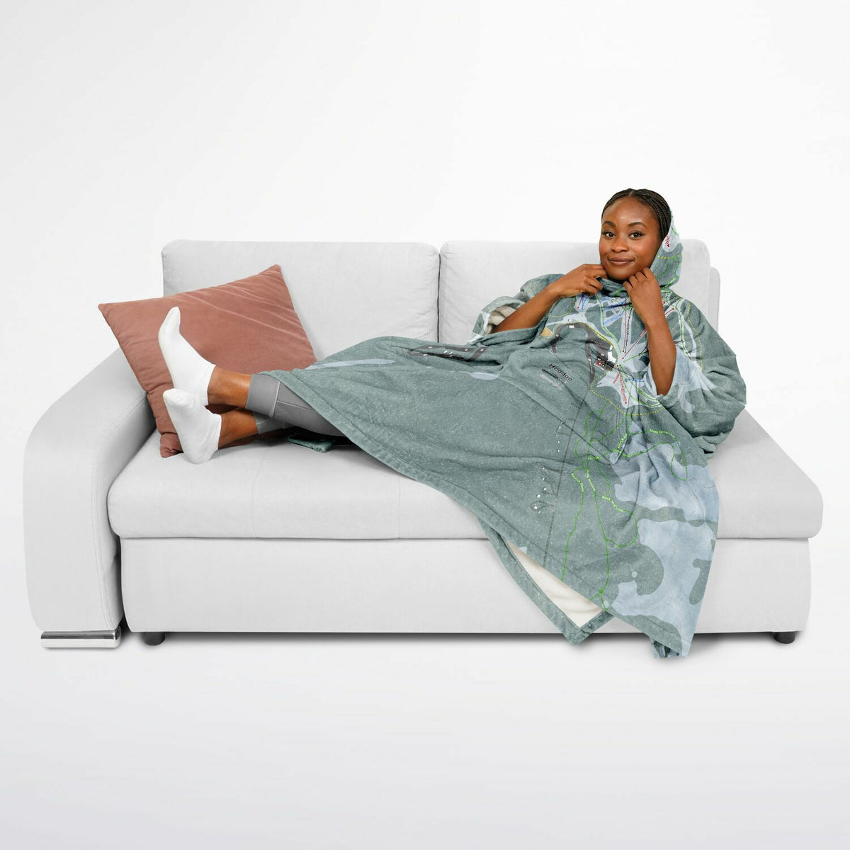 Hoodoo, Oregon Ski Resort Map Flannel Blanket Poncho