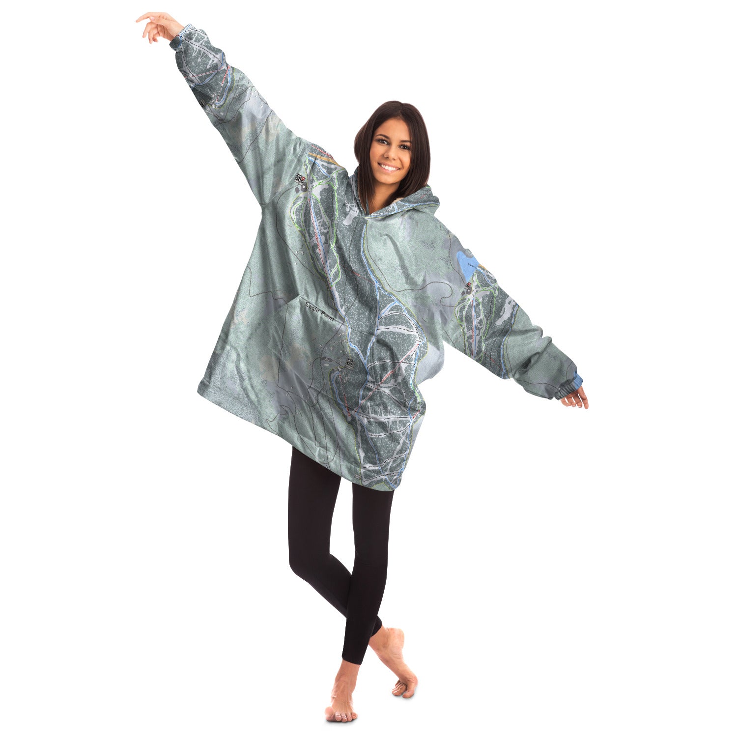 Eagle Point, Utah Ski Trail Map - Snug Hoodie - Powderaddicts