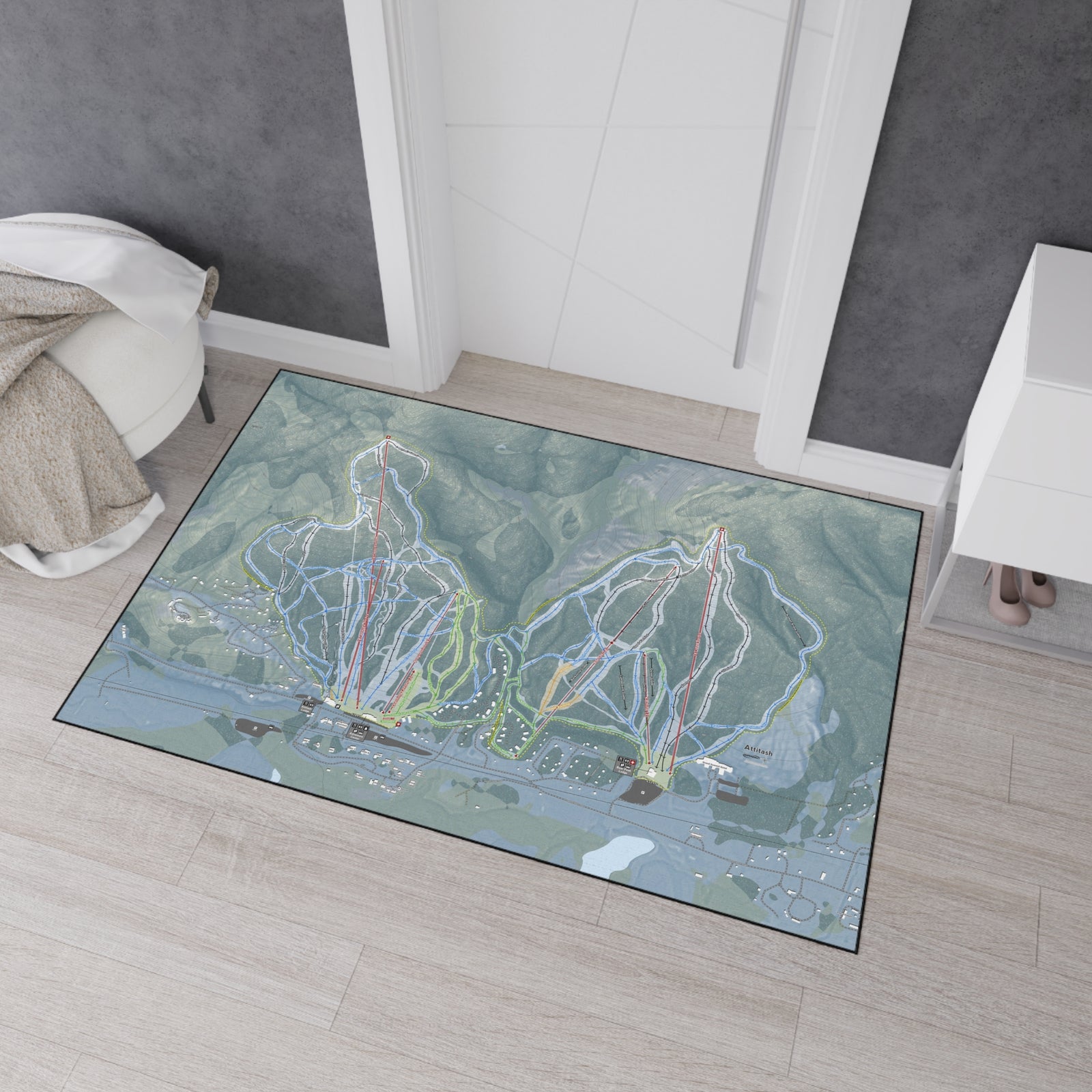 Attitash Mountain, New Hampshire Ski Resort Map Heavy Duty Floor Mat