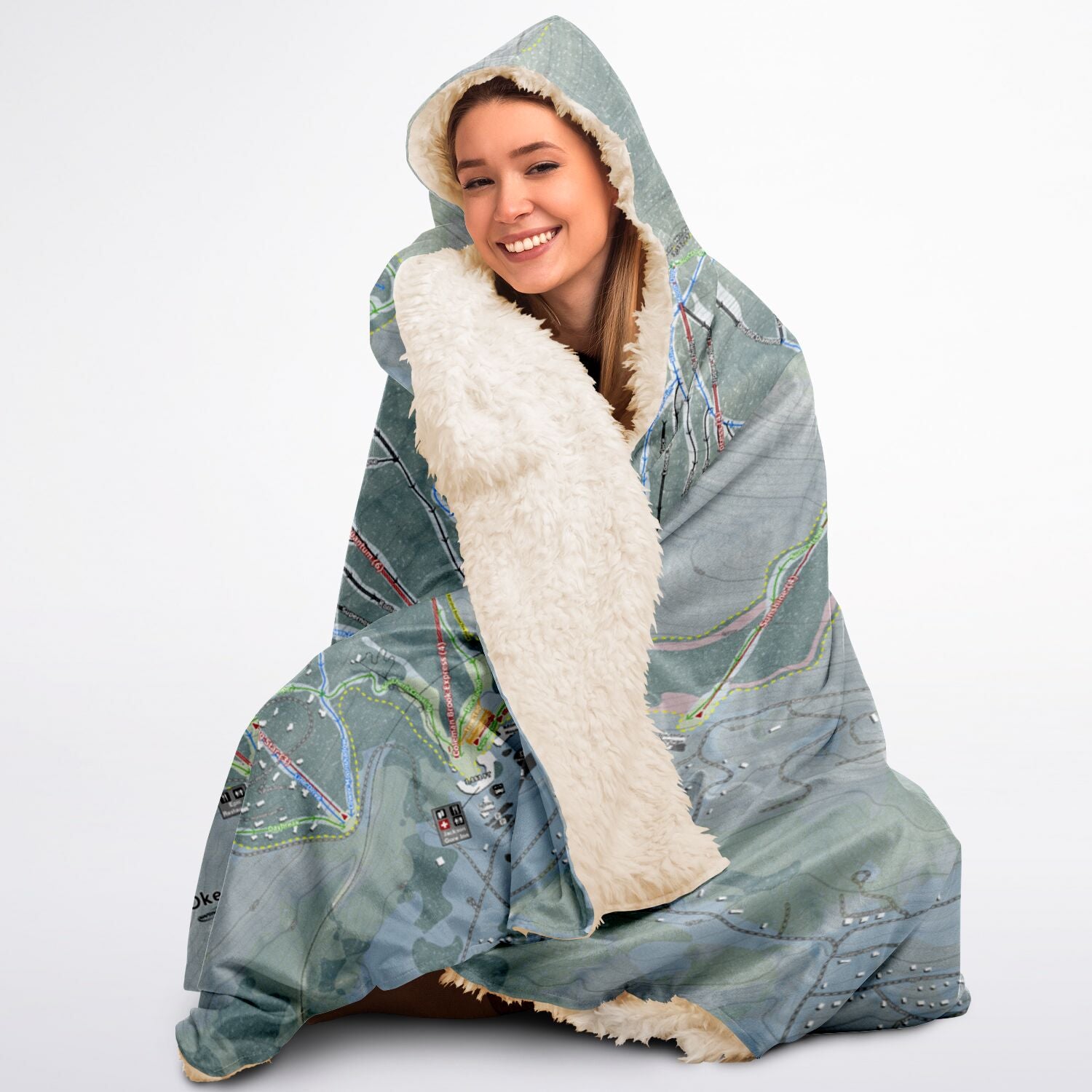 Okemo, Vermont Ski Trail Map - Adult Hooded Blanket - Powderaddicts