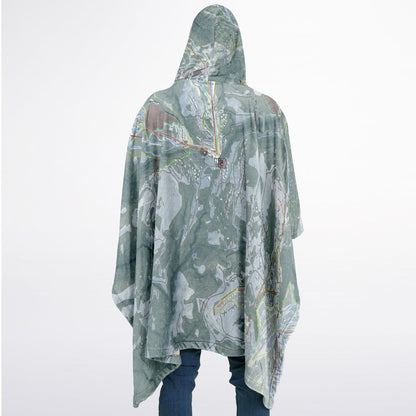 Yellowstone Club, Montana Ski Resort Map Flannel Blanket Poncho