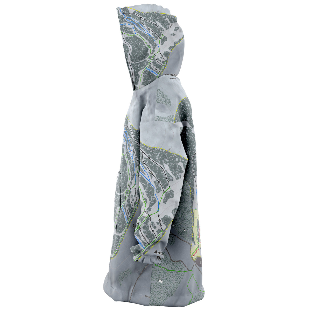 Antelope Butte, Wyoming Ski Trail Map Snug Hoodie