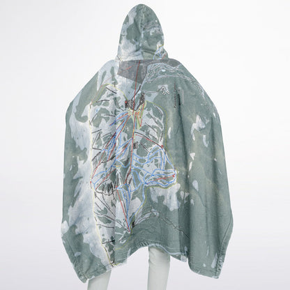 Palisades Tahoe, California Ski Resort Map Flannel Blanket Poncho