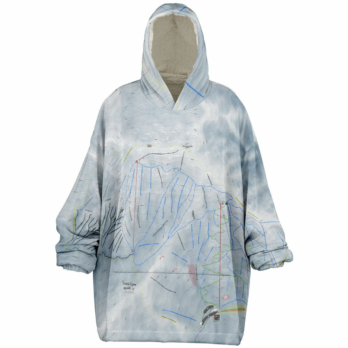 Treble Cone, New Zealand Ski Trail Map - Snug Hoodie