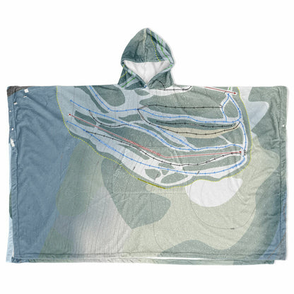 Mont Castor, Quebec Ski Resort Map Flannel Blanket Poncho