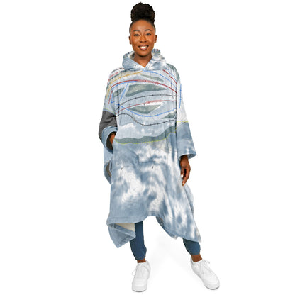Bittersweet, Michigan Ski Resort Map Flannel Blanket Poncho