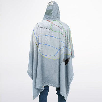 Blizzard Mountain, Idaho Ski Resort Map Flannel Blanket Poncho