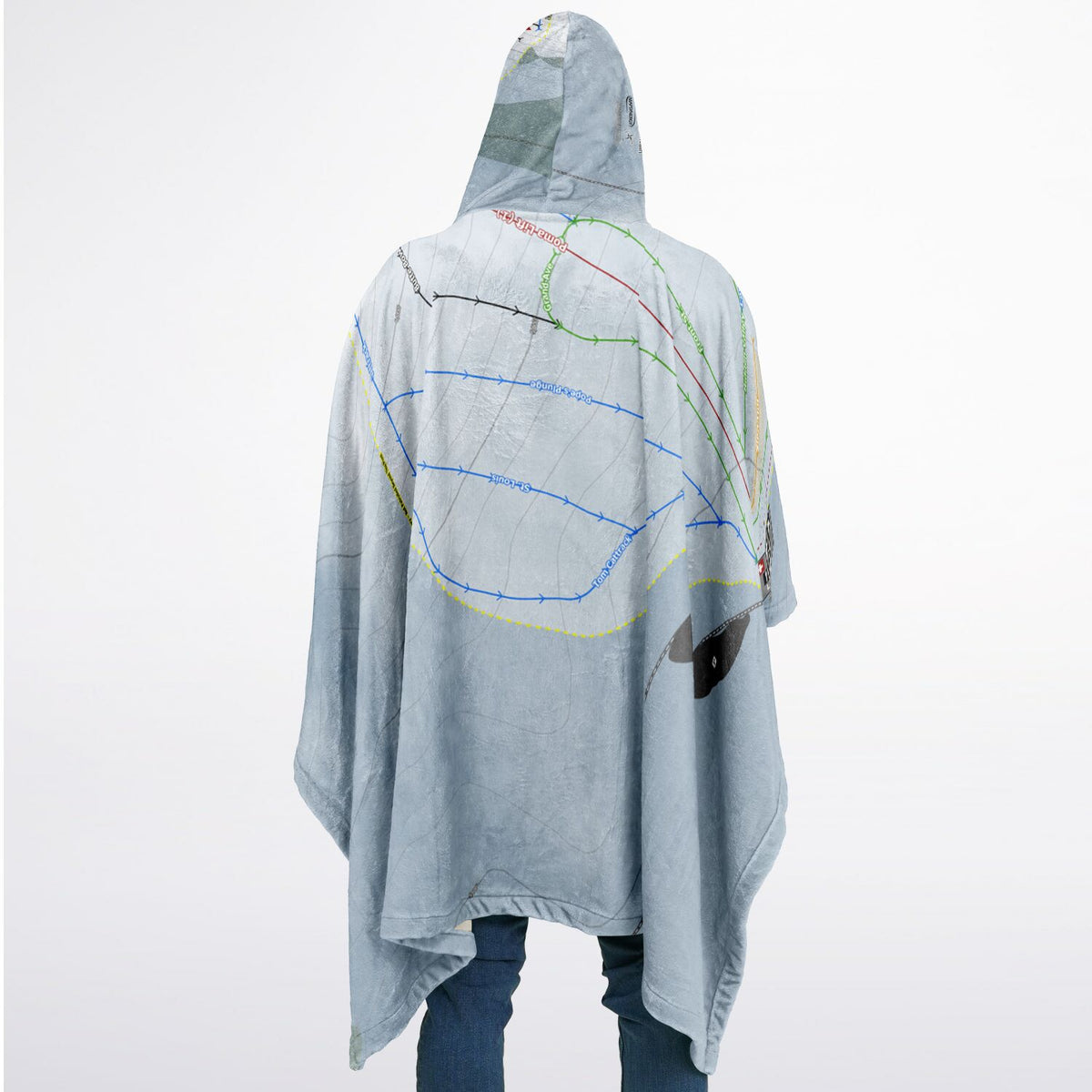 Blizzard Mountain, Idaho Ski Resort Map Flannel Blanket Poncho