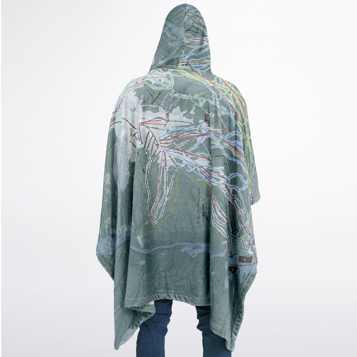 Copper Mountain, Colorado Ski Resort Map Flannel Blanket Poncho