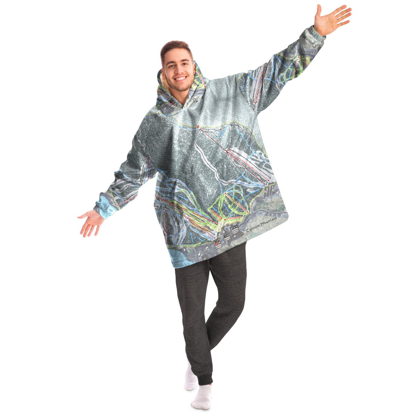 Cannon Mountain, New Hampshire Ski Trail Map - Snug Hoodie