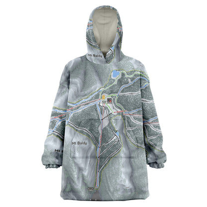 Mt. Baldy, California Ski Trail Map - Snug Hoodie