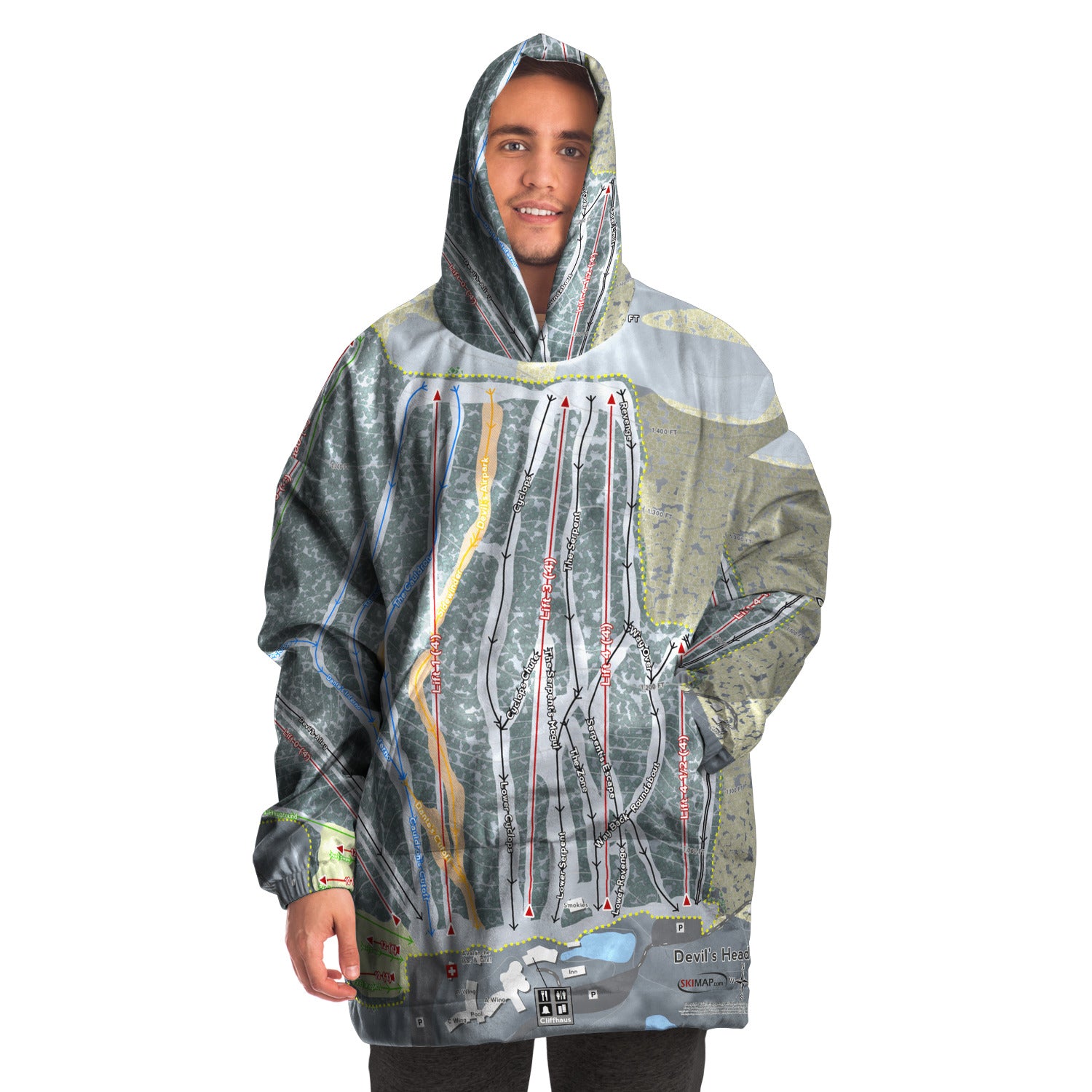 Devil's Head, Wisconsin Ski Trail Map - Snug Hoodie