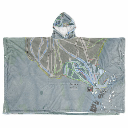 Cuchara Mountain, Colorado Ski Resort Map Flannel Blanket Poncho