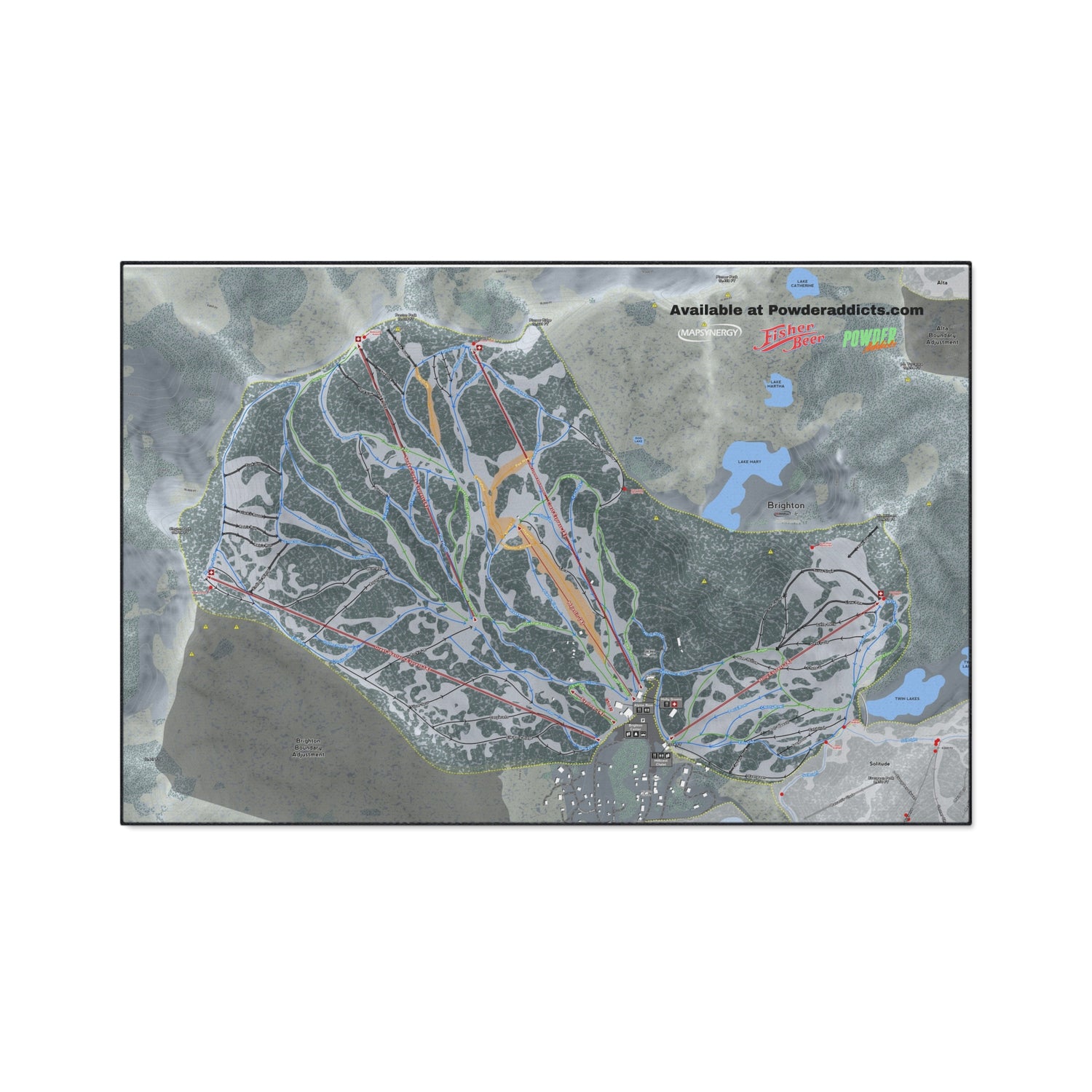 FISHER Powder Mountain, Utah Ski Resort Map Heavy Duty Floor Mat