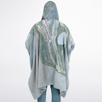 Woods Valley, New York Ski Resort Map Flannel Blanket Poncho