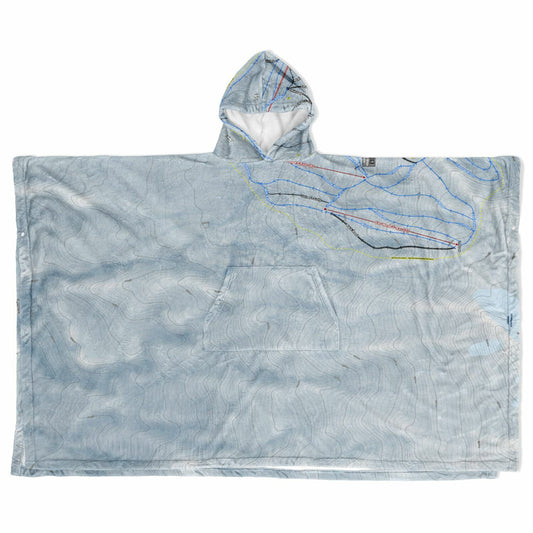 Mt. Whakapap, New Zealand Ski Resort Map Flannel Blanket Poncho - Powderaddicts