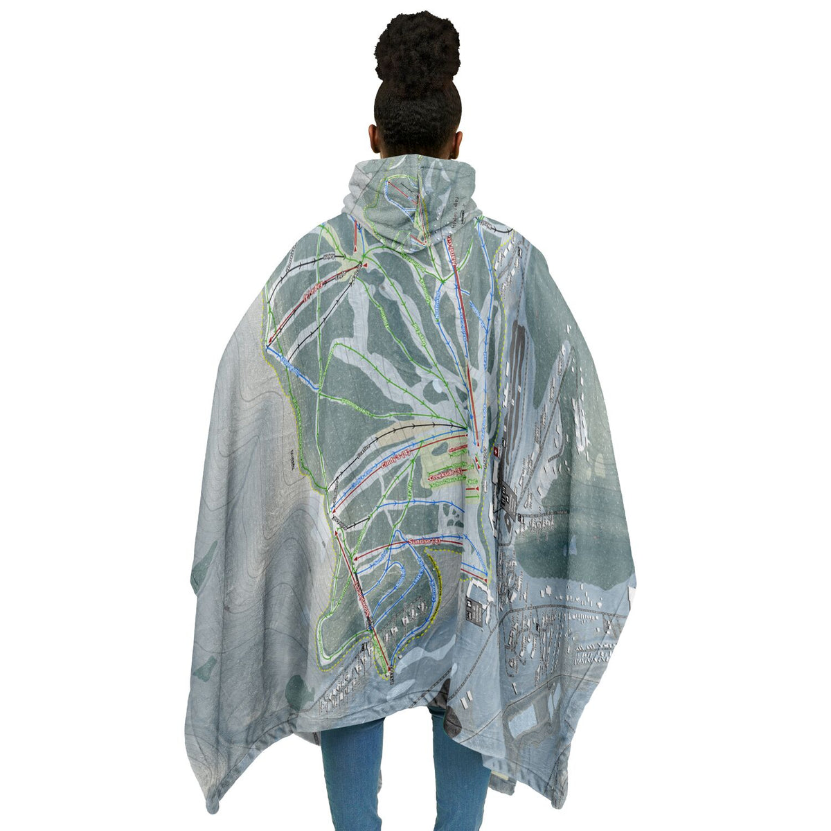 Holiday Valley, New York Ski Resort Map Flannel Blanket Poncho