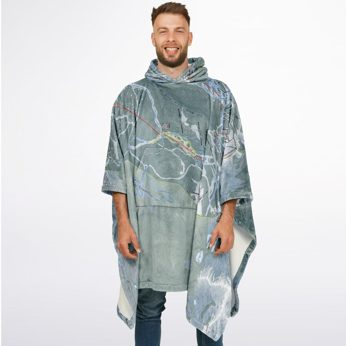 Telluride, Colorado Ski Resort Map Flannel Blanket Poncho