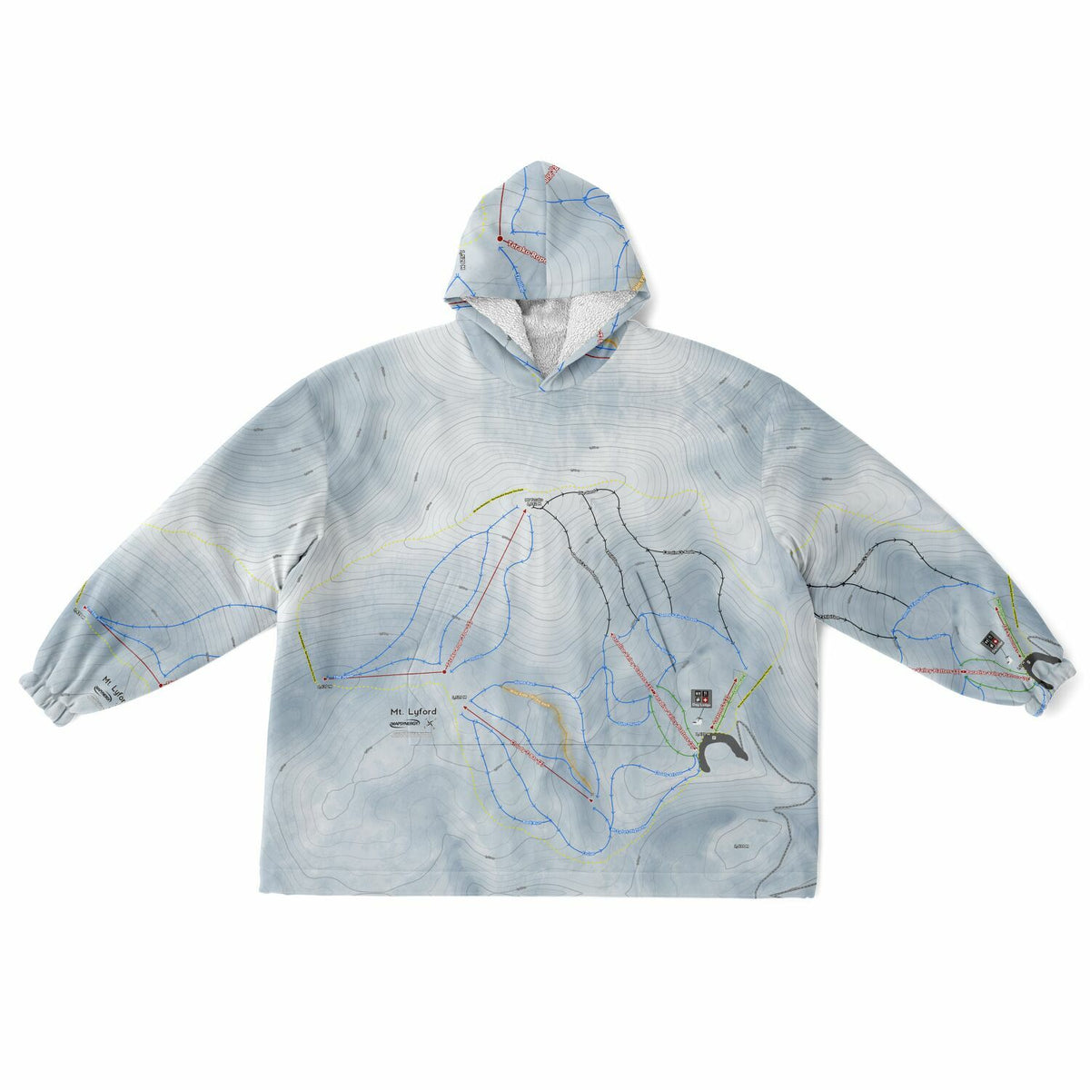 Mt Lyford, New Zealand Ski Trail Map - Snug Hoodie