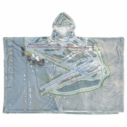 Big Powderhorn, Michigan Ski Resort Map Flannel Blanket Poncho
