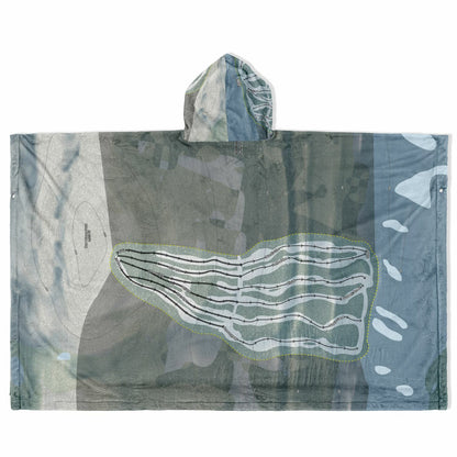 Voodoo Mountain, Michigan Ski Resort Map Flannel Blanket Poncho