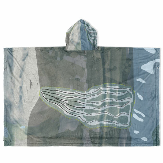 Voodoo Mountain, Michigan Ski Resort Map Flannel Blanket Poncho