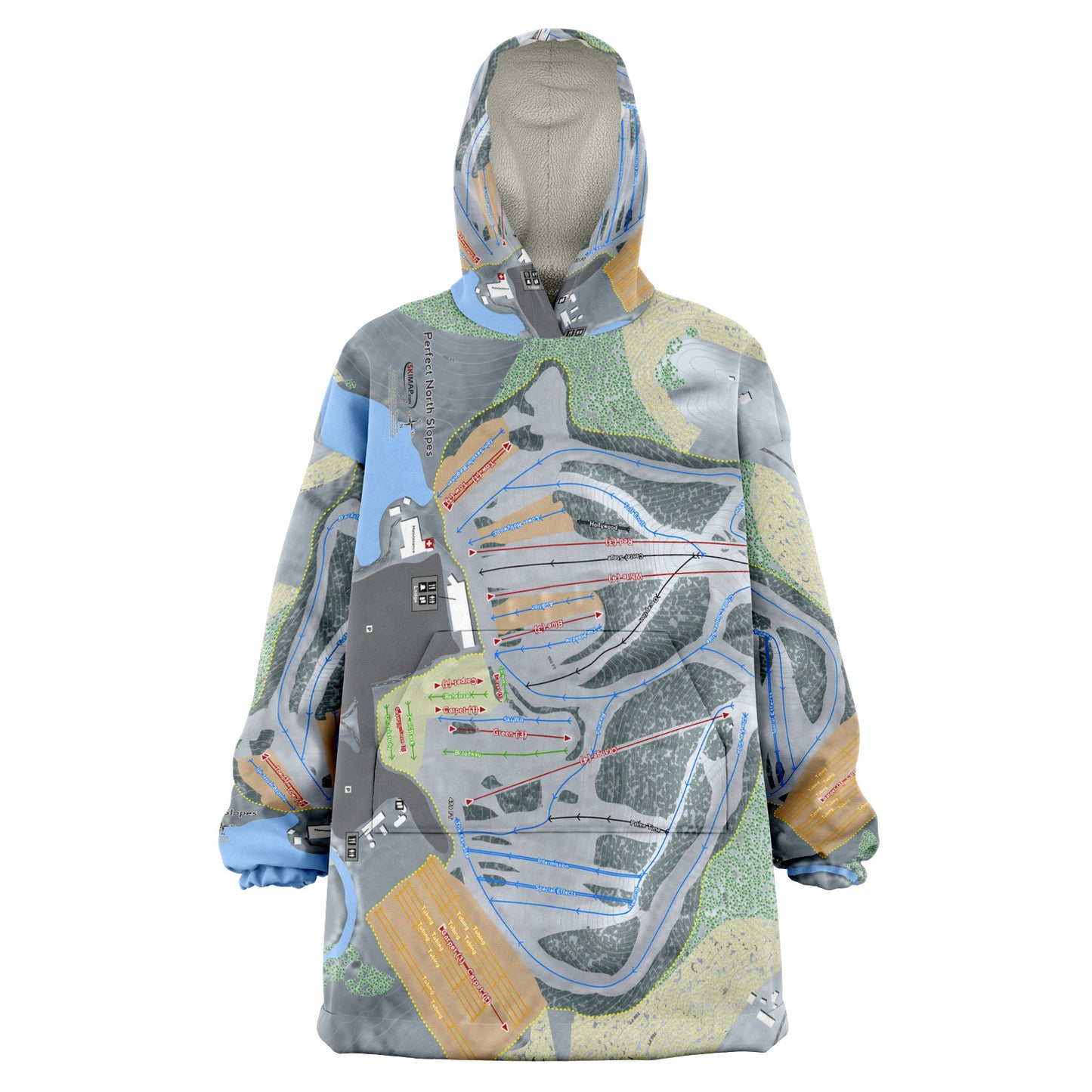 Perfect North Slopes, Indiana Ski Trail Map - Snug Hoodie