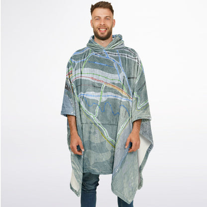 Berkshire East, Massachusetts Ski Resort Map Flannel Blanket Poncho