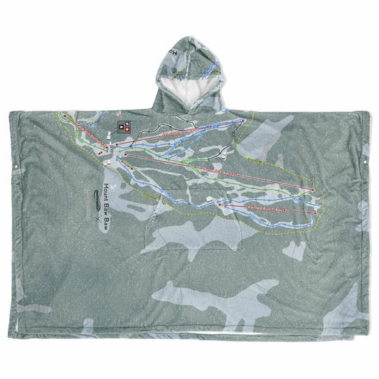 Mount Baw Baw, Australia Ski Resort Map Flannel Blanket Poncho - Powderaddicts