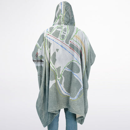 Spout Springs, Oregon Ski Resort Map Flannel Blanket Poncho