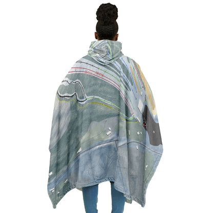 Hermon Mountain, Maine Ski Resort Map Flannel Blanket Poncho