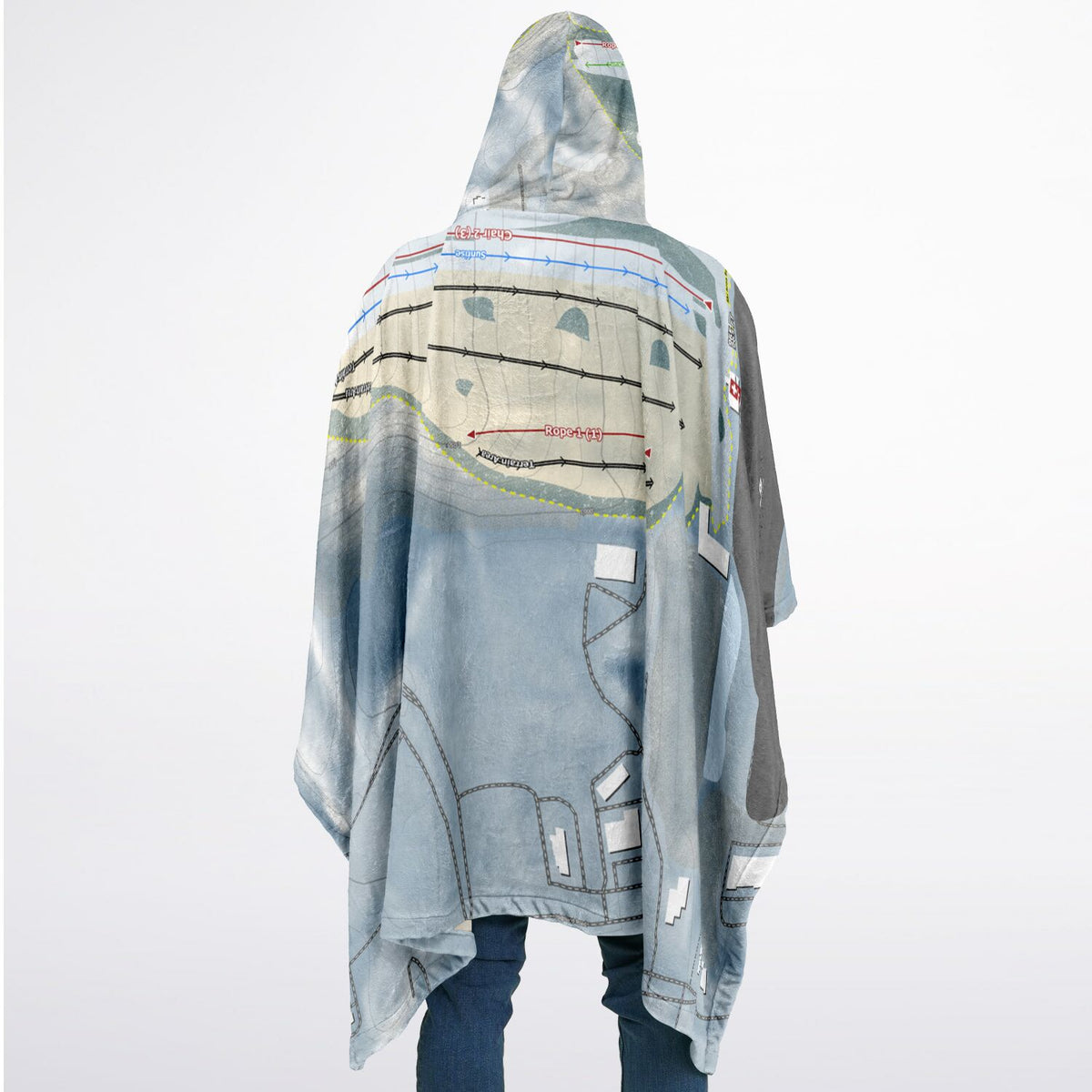 Alpine Valley, Michigan Ski Resort Map Flannel Blanket Poncho