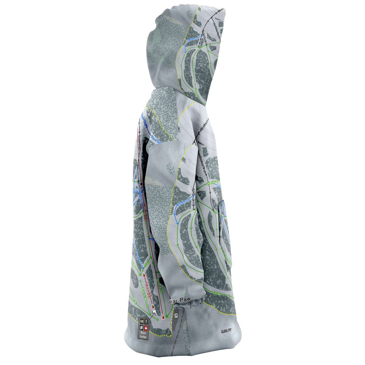 Bear Paw, Montana Ski Trail Map Snug Hoodie