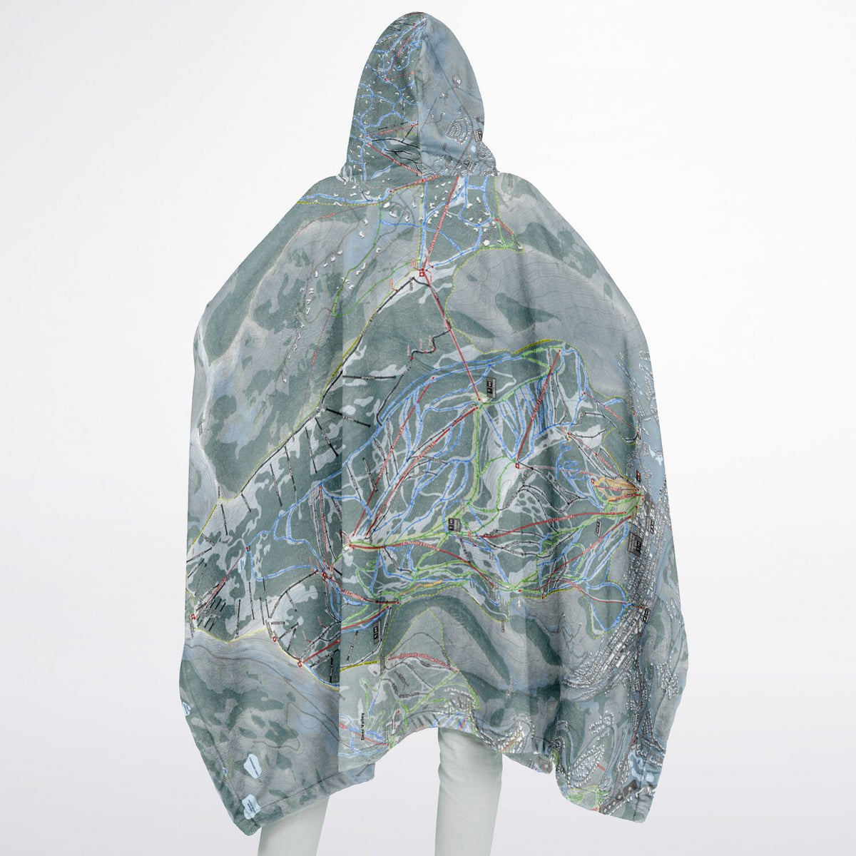 Park City, Utah Ski Resort Map Flannel Blanket Poncho