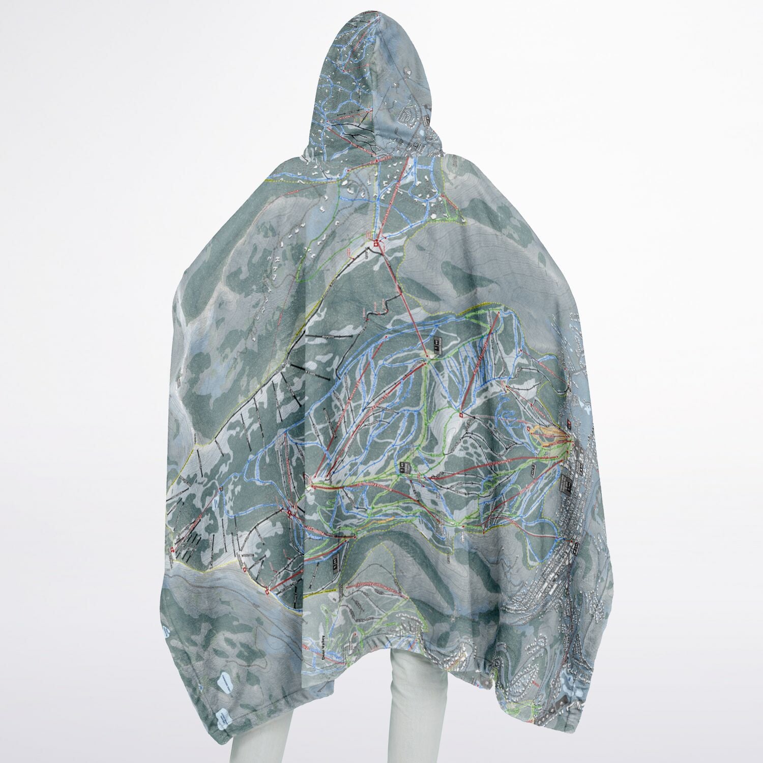 Park City, Utah Ski Resort Map Flannel Blanket Poncho