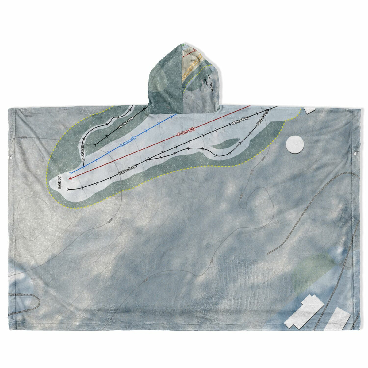 Mt Pisgah, New York Ski Resort Map Flannel Blanket Poncho