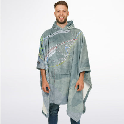 Cannon Mountain, New Hampshire Ski Resort Map Flannel Blanket Poncho