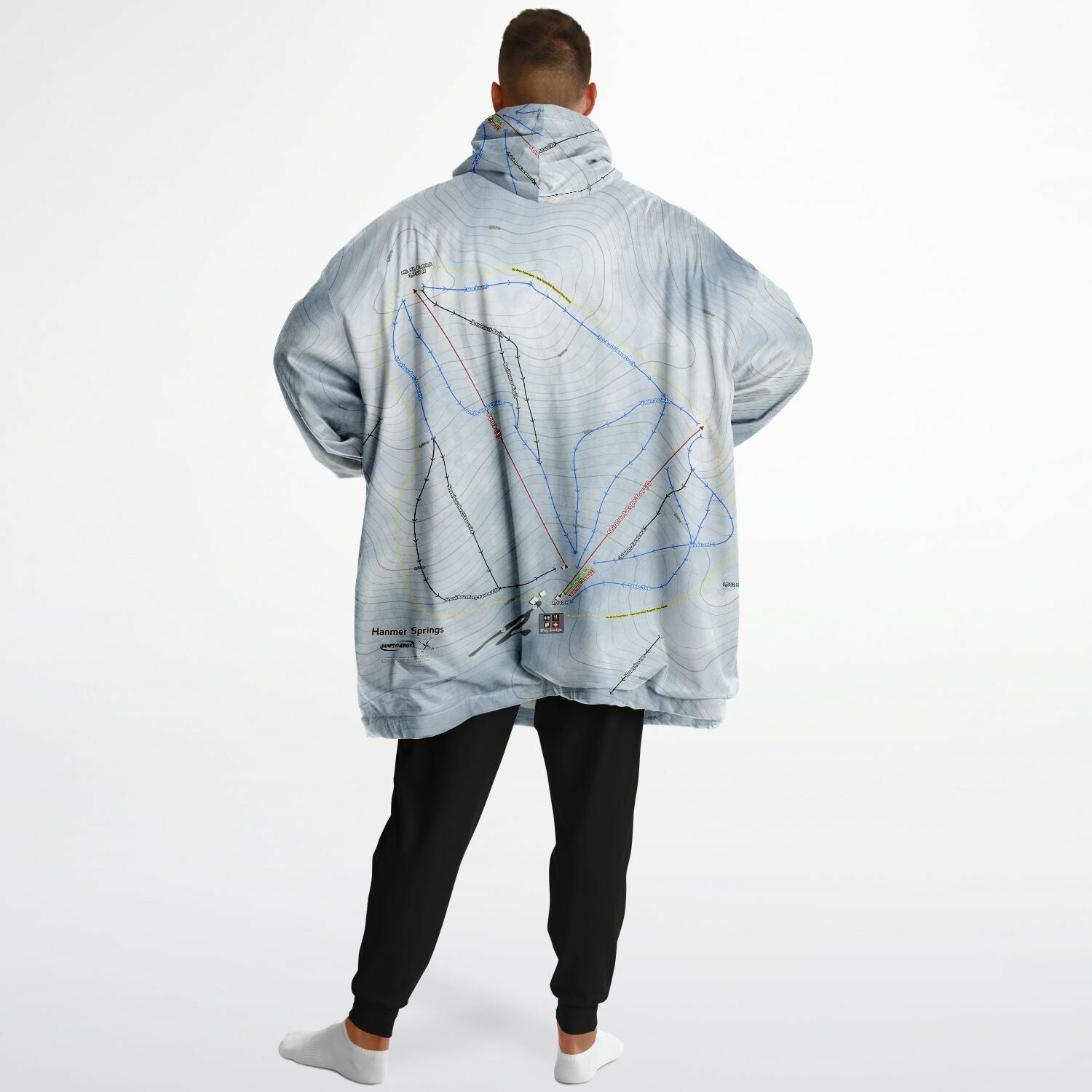 Hanmer Springs, New Zealand Ski Trail Map - Snug Hoodie - Powderaddicts