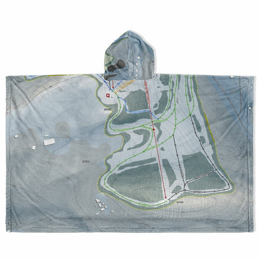 Thunder Ridge, New York Ski Resort Map Flannel Blanket Poncho