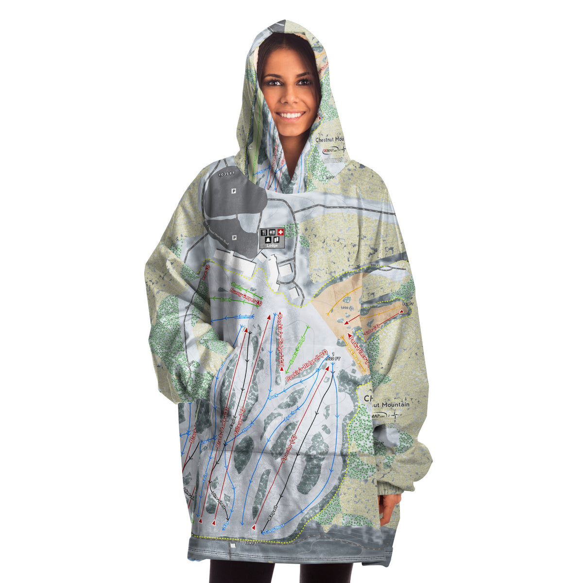 Chestnut Mountain, Illinois Ski Trail Map - Snug Hoodie