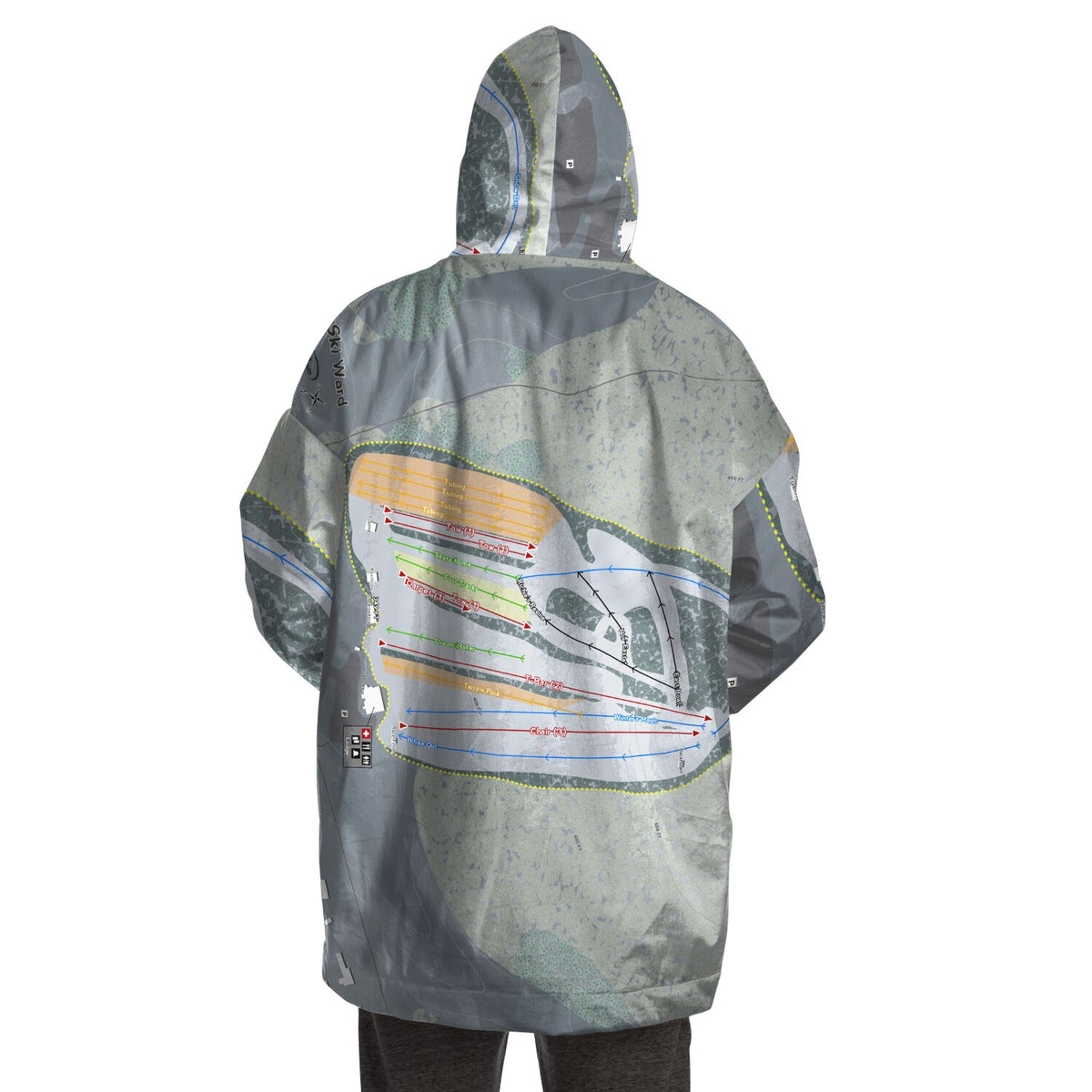 Ski Ward, Massachusetts Ski Trail Map Snug Hoodie