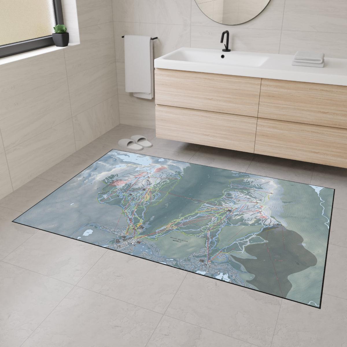Whistler Blackcomb, British Columbia Ski Resort Map Heavy Duty Floor Mat