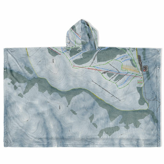 Soldier Mountain, Idaho Ski Resort Map Flannel Blanket Poncho