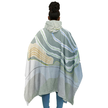 Little Smoky, Alberta Ski Resort Map Flannel Blanket Poncho