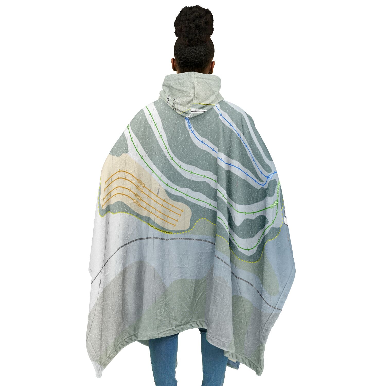 Little Smoky, Alberta Ski Resort Map Flannel Blanket Poncho