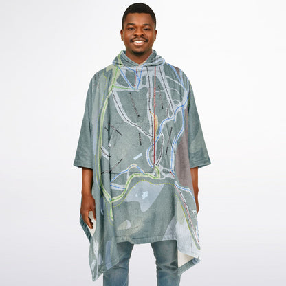 Cypress Mountain, British Columbia Ski Resort Map Flannel Blanket Poncho