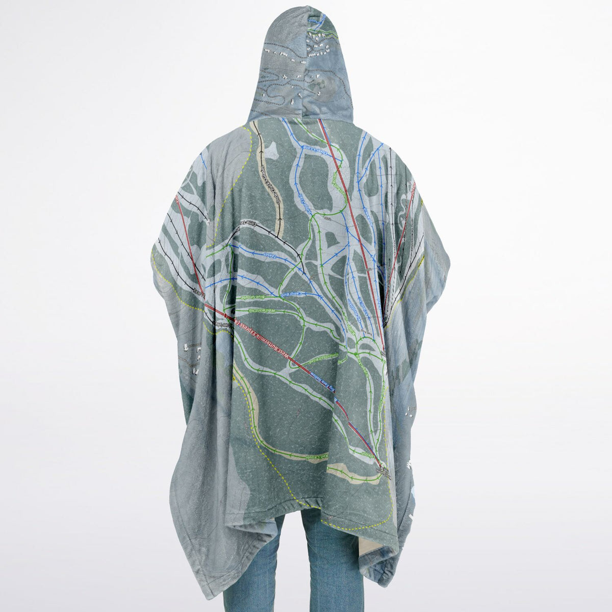 Buttermilk, Colorado Ski Resort Map Flannel Blanket Poncho