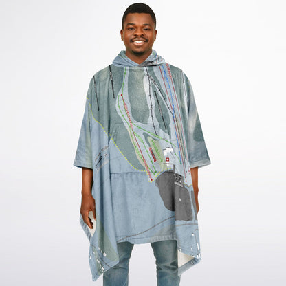 Woods Valley, New York Ski Resort Map Flannel Blanket Poncho